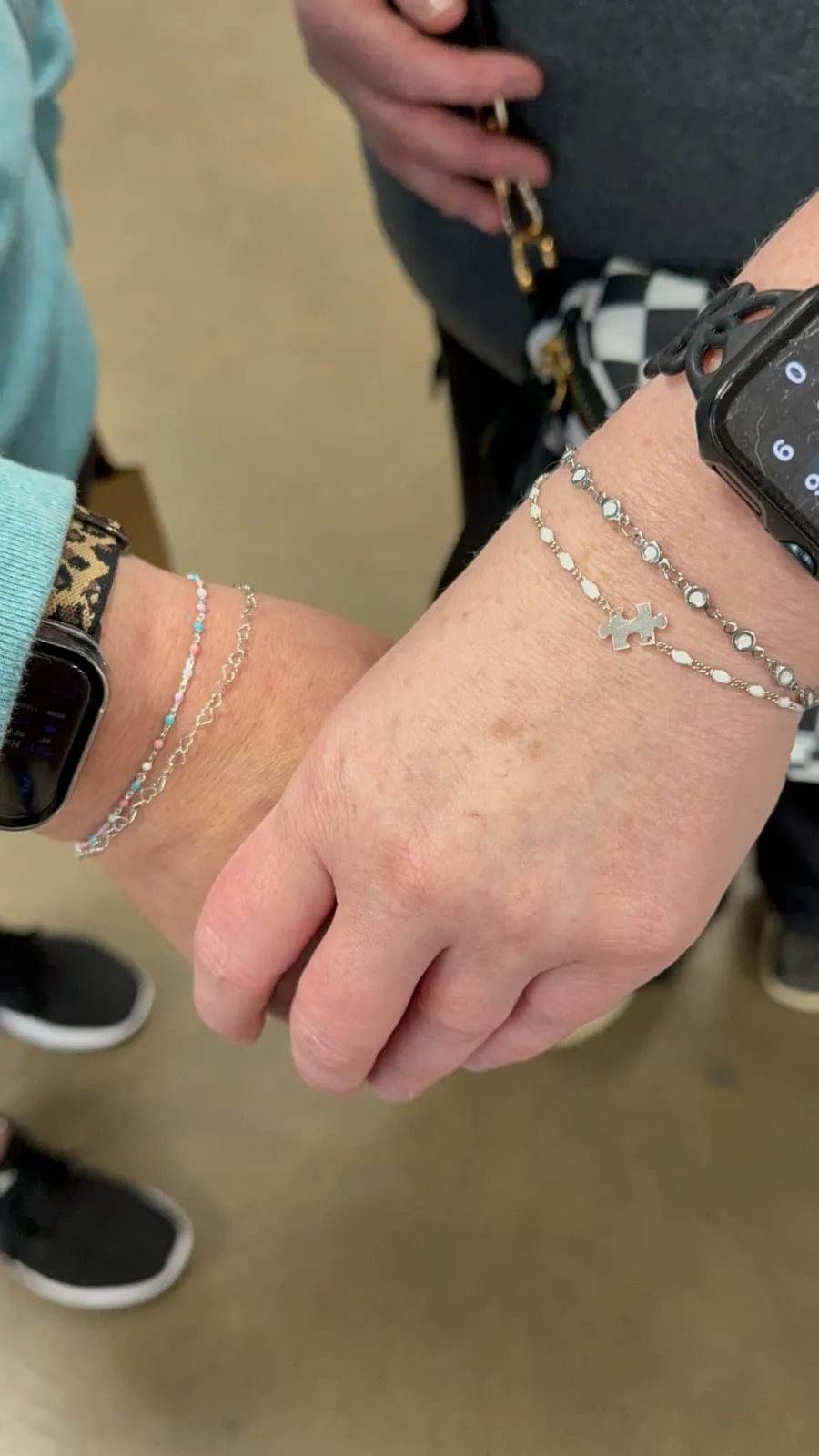 Friends with matching permanent jewelry